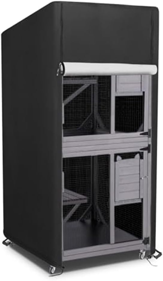 Outdoor Cat House Cover for Pet Fence Protection, Waterproof Oxford Fabric with Ventilation, Secure Drawstring Closure, and Convenient Roll-Up Door Access (160 * 84 * 181cm)