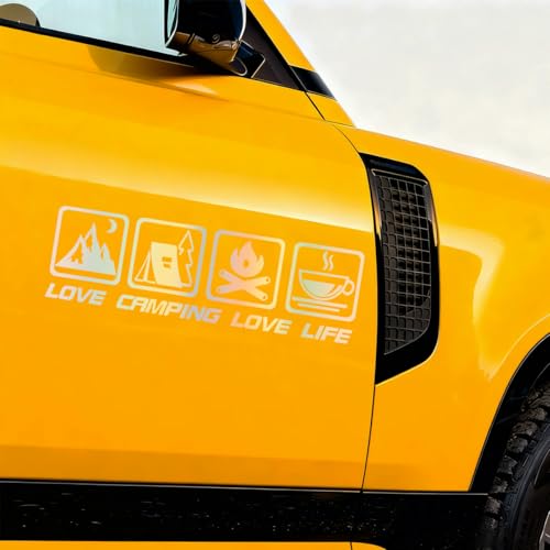 DEAELF Love Camping Love Life Car Sticker Decal, Funny Waterproof