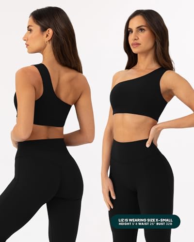 Image of PAVOI ACTIVE Asymmetrical Sports One Shoulder Bra for Women - Low Support One Strap Bra Workout Top Removable Pads - FlexFlow