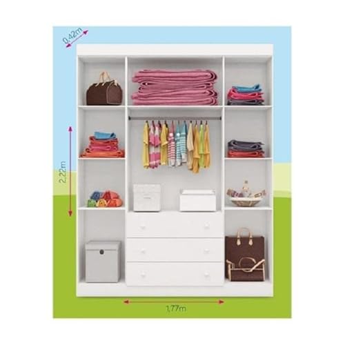 Roupeiro infantil 4 portas Lis Branco brilho Móveis Canaã