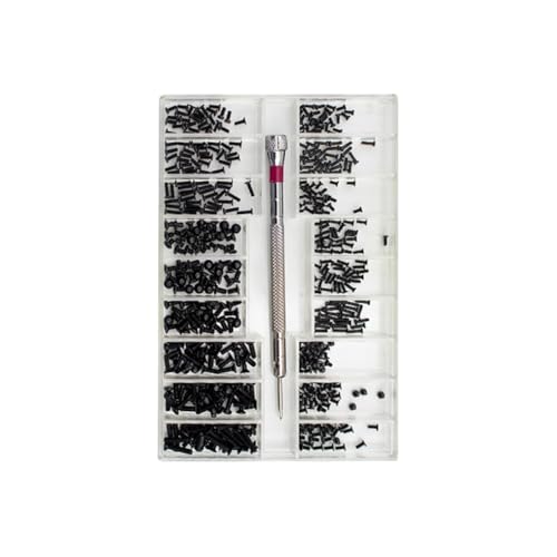 500 Pcs Tiny Screw Assortment Kit Electronic Repair Screw Kit Mini Laptop Computer Screws Replacement Micro Eyeglass Screws Glasses Repair Supplies with Screwdriver M1.2 M1.4 M2 Black