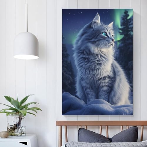 Chat des forêts norvégiennes tableau grand format chambre - 5