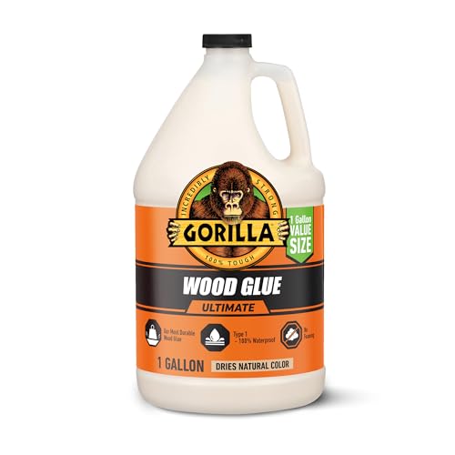 Gorilla Wood Glue Ultimate, Waterproof High‑Strength Wood Glue, Natural Dry