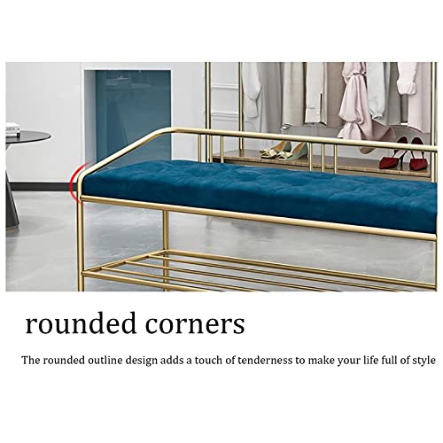 Banc de rangement pour chaussures d'entrée au design velours et or - 6