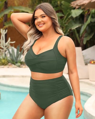 Image of Daci Women's Plus Size Bikini Sets - High Waisted Two-Piece Swimsuits with Tummy Control