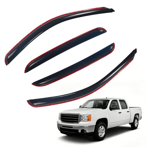 PLDDE in-Channel Window Rain Guards Compatible with 07-13 Chevy GMC CrewCab