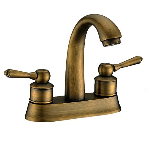 Robinet en cuivre antique double trou résistant au calcaire pour vasque rétro
