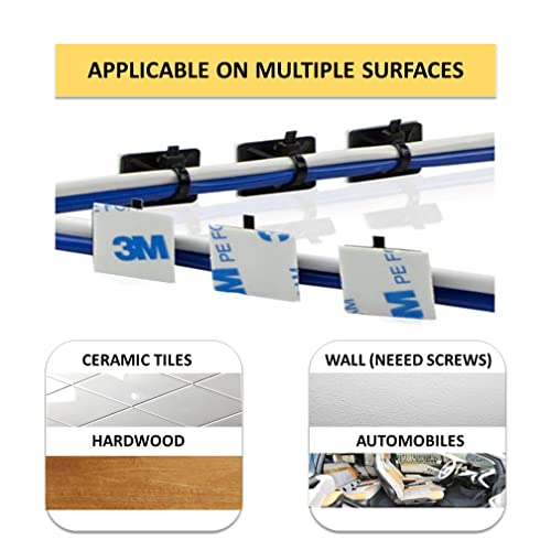 Kable Kontrol Zip Tie Mounts, 1” Sq, Natural White, 100 Pcs, Adhesive Backed Multi-Purpose Mounting Squares Nylon Cable Tie Wrap Anchor Pads For Cable Management #TOP4