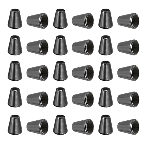 PATIKIL Bell Stopper Conical Cord Ends, 30 Pack Zinc Alloy Cord Rope Fastener Lock Clip for DIY Backpacks Shoelaces Bags, Dark Grey by PATIKIL - Used condition - US$7.44