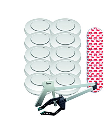 Aktion-Jeising GS559A 10er Set Funkrauchmelder - Hitzemelder/Brandmelder / EN14604:2005/AC-2008 mit Magnetpad und kostenlosem Greifer