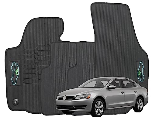 ecoMats All Weather Floor mats Custom fit for 2011 to 2019 Volkswagen Passat - Odorless with Locking System