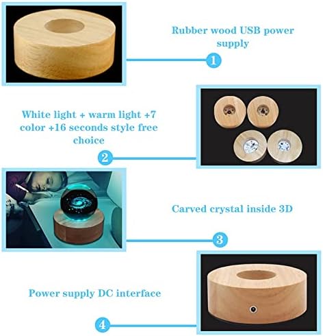 WMLBK 3D Milky Way System Crystal Ball with LED Stand Base - 16 Colors Interswitch Crystal Ball -Night Light Remote Control Color Crystal Ball For Child,Creative Gift,Home