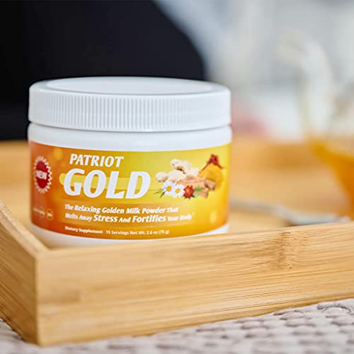 Patriot Golden Milk Powder Supports Healthy Inflammation, Relaxation In Brain, Heart, Joints And Gut - Superfood Blend Of Curcumin, Chamomile, Ginger, Turmeric And Black Pepper - Non-Gmo - 15 Servings #TOP4