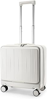 [SIzlaho] 超軽量コンパクトスーツケース、30L 20インチ機内持ち込みスーツケース、フロントオープンデザイン、キャビンスーツケース、トロリーケース、フロントポケット、ジッパー、耐衝撃、サイレントダブルキャスター、360度回転、PC多機能トラベルケース、パスワード (18インチ,ブラック)