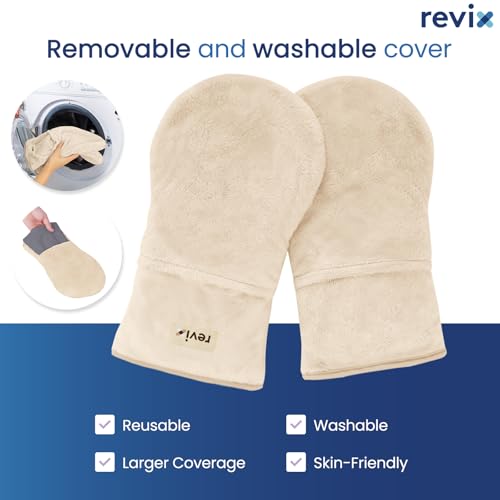 Image of REVIX Microwavable Heating Mittens for Cold Hands, Hand Warmer, Beige | Cordless Microwave Hand Warmer Mittens With Moist Heat Comfort For Fingers, Hands And Daily Relaxation, 1 Pair