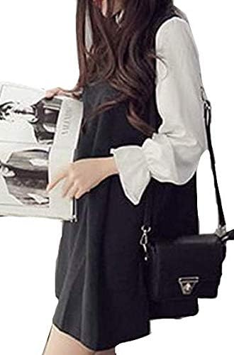 イルメゾン ドッキング ワンピース 長袖 パフスリーブ Aライン ミニ 丈 バイカラー 情熱セール 立ち襟 ファスナー シルエット レディース きれいめ 美 バック