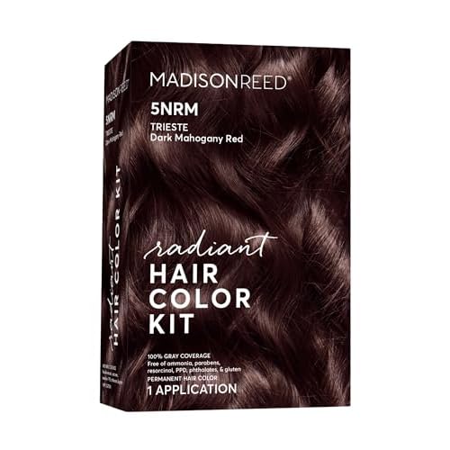 Madison Reed Radiant Hair Color Kit, Permanent Hair Dye, 100% Gray Coverage, Ammonia-Free, Trieste Red 5NRM Dark Mahogany red, Pack of 1