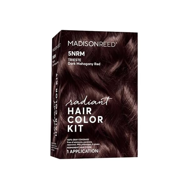 Madison Reed Radiant Hair Color Kit, Permanent Hair Dye, 100% Gray Coverage, Ammonia-Free, Trieste Red 5NRM Dark Mahogany red, Pack of 1