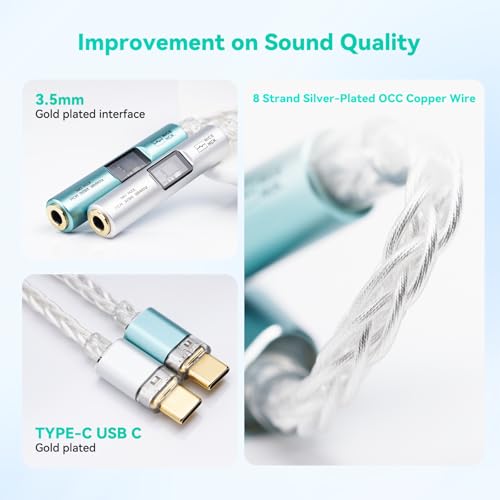 Image of NICEHCK NK1 MAX Silver CX31993 Dual Chip USB C to 3.5 HiFi DAC Amp Cable | DAC dongle with CX31993+MAX97220 dual chips, upgraded 8-strand silver-plated OCC cable,supports 32bit /384kHz lossless audio