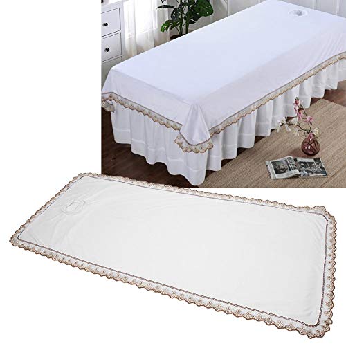 Massage Table Pad Professional Massage Table Cover Sheet Protection Cover for Massage Tables Spa Massage Bed Coverlet with Hole for Beauty Shop Coral Velvet(White)