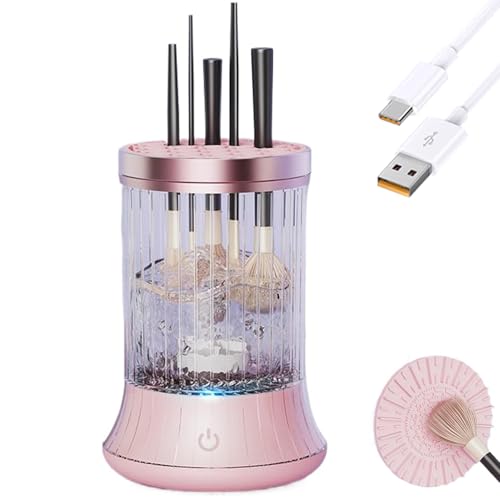 Makeup Brush Cleaner Machine, 2 in 1 Electric Makeup Brush Cleanser, Automatic Spinning Make Up Brush Cleaner Tools for Makeup Brush and Sponges for Women(Rechargeable）