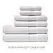 Lacoste Heritage Anti-Microbial Supima Cotton 6-Piece Towel Set, 2 Bath Towels, 2 Hand Towels, 2 Washcloths, White – Highly Absorbent & Quick Drying, Bathroom Essential, Machine Washable