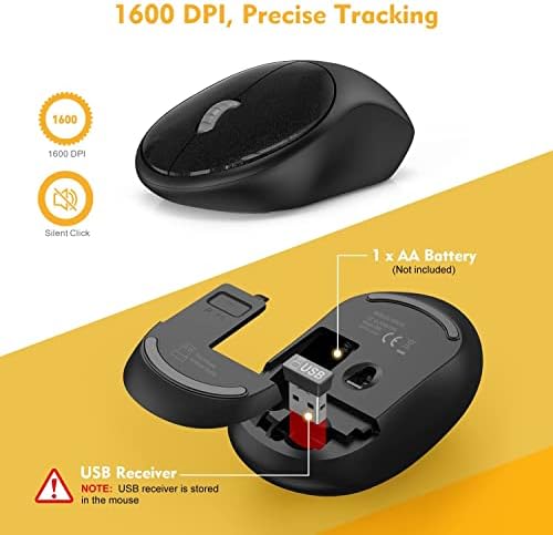 Wireless Keyboard and Mouse Set with USB Receiver, Deeliva 2.4GHz Wireless Keyboard Mouse Combo, Full Size Ergonomic Keyboard, Quiet Mouse with 1600DPI, for Windows/PC/Chromebook/Laptop/Computer-Black