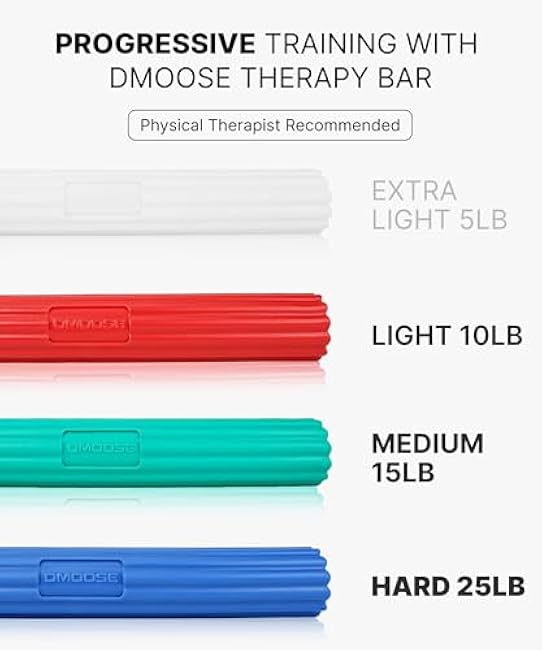 DMoose Fitness Flex Resistance Bar for Physical Therapy - Non-Slip Odorless Material, Exercise Bar for Tennis & Golfers Elbow Tendonitis Relief - Wrist and Forearm Strengthener & Grip Strength Trainer