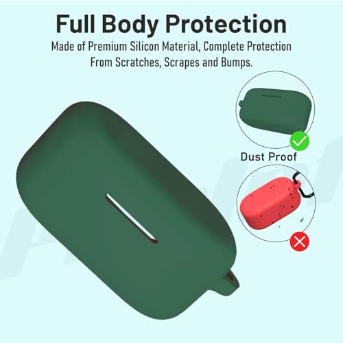 Image of EDNITA Earphone Case Cover Compatible for OnePlus Nord Buds 2r, Soft Silicone Skin Case Cover Shock-Absorbing Protective Case with Keychain - Pack of 1 (Green)