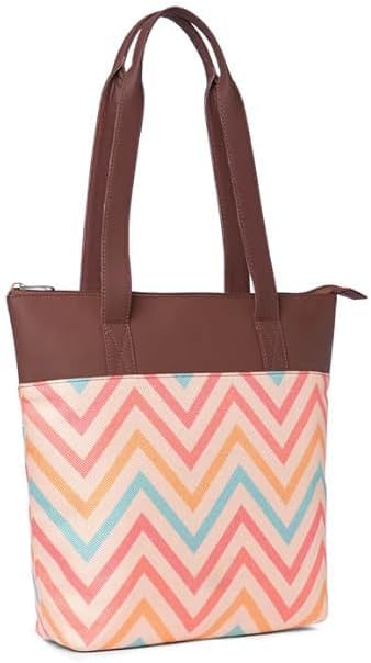 Women’s Printed Jute & Vegan Leather Tote Bag – Handcrafted Shoulder Handbag, Spacious Everyday Work Bag for Office, Travel & Daily Use