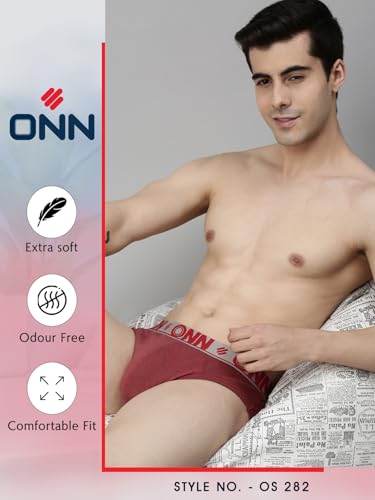 Image of ONN Men's Super Combed Cotton Printed Briefs with Ultra Soft Waistband, Moisture-Wicking, Stylish Patterns, Lightweight, Breathable, All-Day Comfort | Prints May Vary | Style OS282 |