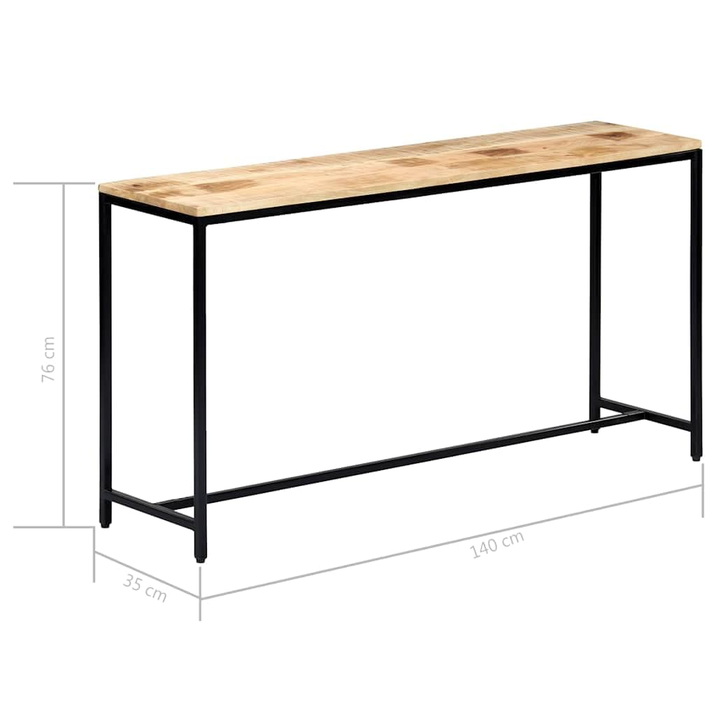 Tavolo consolle in legno massello con manico 140 x 35 x 76 cm con gambe in