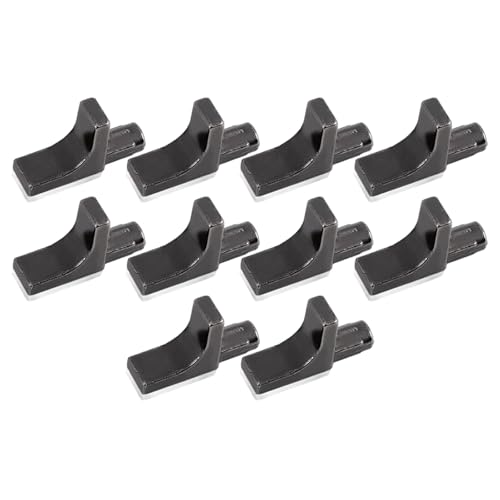 WheatThrive Pinzas de soporte de metal para estantes, en forma de L, para muebles, armarios y estanterías, paquete de 10, 3 x 2 cm, color plateado y negro