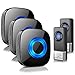 Physen Model CW Waterproof Wireless Doorbell kit with 2 Buttons and 3 Plugin Receivers,Operating at 1000 feet Long Range,4 Volume Levels and 52 Melodies Chimes,No Battery Required for Receiver,Black