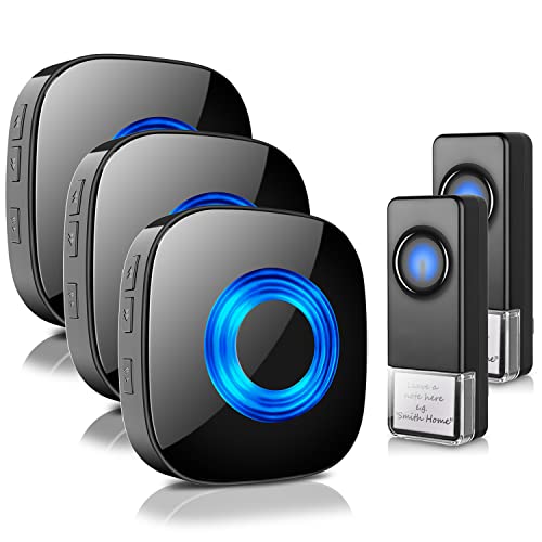 Wireless Doorbell PHYSEN Door bell Chimes with Mute Mode, 58 Ringtones&5 Volume Levels, Operating at 1300-ft Range, LED Strobe, 2 Transmitters+3 Receivers Waterproof Doorbell Kit for Home/Classroom by PHYSEN - Used condition - US$28.40