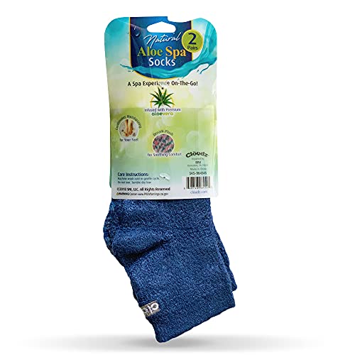 Cloudz Natural Aloe Vera Spa Socks - Blue (2 Pairs / Assorted Solid & Patterned) #TOP2