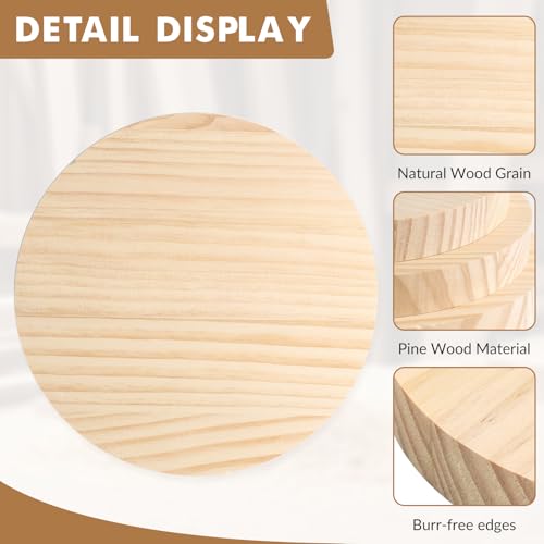 4PACK 4 inch Round Wooden Plaque, 3/4 Inch Thick Unfinished Wooden Circle Plaque, Natural Pine Wood Base for Craft Projects, Sign, Painting, Woodcarving, Engraving - Thumbnail 5