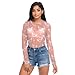 Cartoon Pig Star Pink See Through Tops for Women Mesh Sheer Tops Long Sleeve Women Blouse Handle Zipper Swimming Pool Beach Camping Size M
