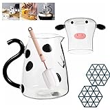 [Gran regalo]: juego de jarra de agua de vidrio de vaca, el diseño delicado de la apariencia creativa de la vaca lo convierte en un regalo adorable para sus familiares y amigos. Consígalo como regalo para Navidad, Año Nuevo, Pascua, Halloween, Día de Acción de Gracias.