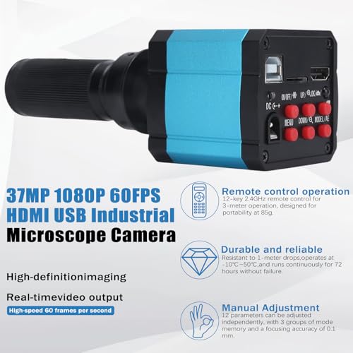 image for Taddien 37MP 1080P 60FPS HDMI USB Industrial Microscope Camera with Co