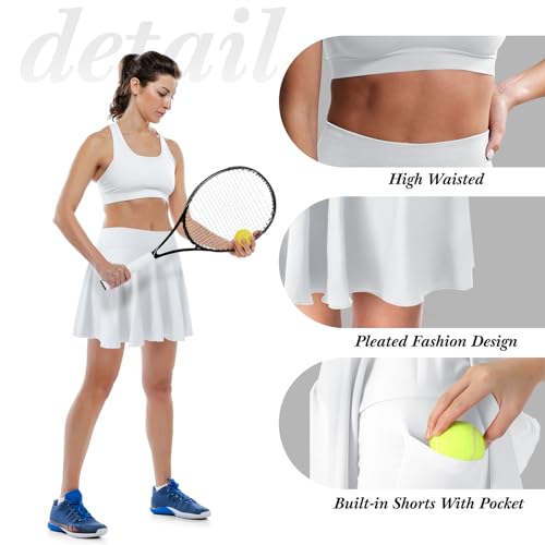 3 Pack Women Pleated Tennis Skirts with Pockets Shorts High Waisted Mini Skater Skirts for Workout Running4