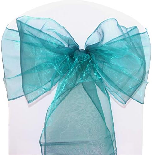 Time to Sparkle Pack of 10 Organza Sashes 22x280cm Wider Sash Fuller Bows Chair Cover Bows Sash for Wedding Party Birthday Decoration - Red