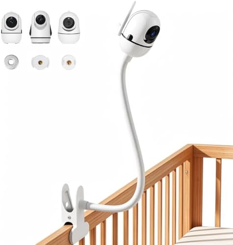 HelloBaby HB6550/HB6560/HB66/HB65/HB40/HB6240/HB6339, ANMEATE SM935E 모니터와 호환되는 베이비 모니터 마운트, 유연한 베이비 모니터 스탠드, 39.9cm(15.7인치) 구즈넥 암 베이비 카메라 마운트, 드릴 없음 — 사진 2