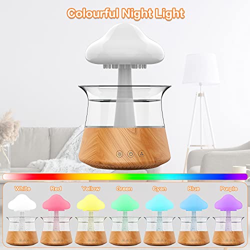 Mostop Rain Cloud Humidifier Water Drip Rain Cloud Diffuser With 7 Color Light, 240Ml Mushroom Humidifier Essential Oil Diffuser With Rain Water Dripping White Noise Aroma Diffuser For Home Office #TOP30