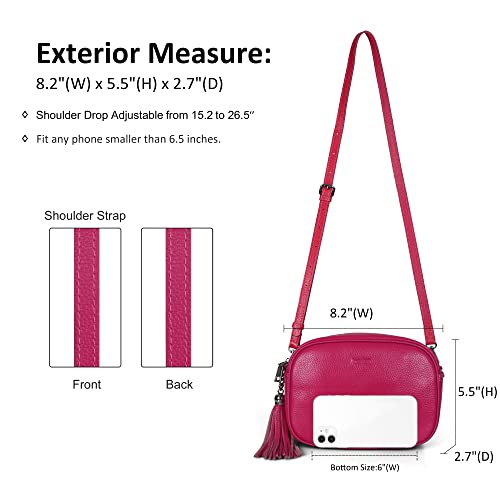 Befen Small Camera Crossbody Bags For Women, Leather Cell Phone Cross Body Purse And Handbags For Travel (Medium Hot Pink) #TOP3