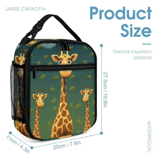 Cartoon Giraffe Backpack Set Lightweight Bag Lunch Box Pencil Bags for Women Men Bookbags 3 in 14