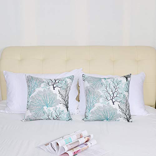Uxcell Pack Of 2 Throw Pillow Covers Cases Modern Coral Coastal Beach House Home Decor Linen Cushion Cover For Couch Sofa Pale Green 18" X 18" #TOP2
