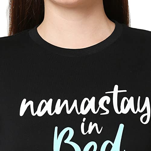Image of Bewakoof Women's Printed Black Lounge T-Shirt