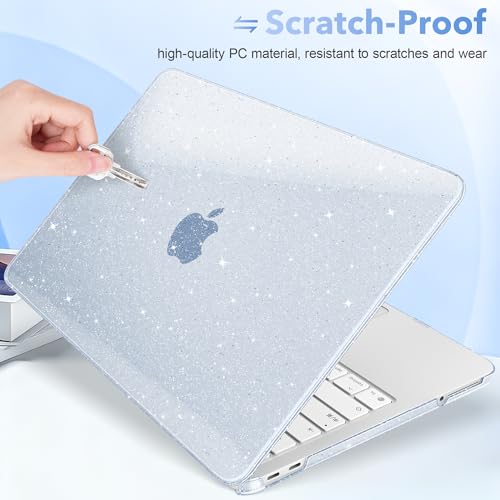 Image of May Chen Compatible with MacBook Neo 13 inch Model A3404 2026 Release, Slim & Lightweigh Frosted Finish Protective Case with Keyboard Cover&Screen Protector, Glitter Blue