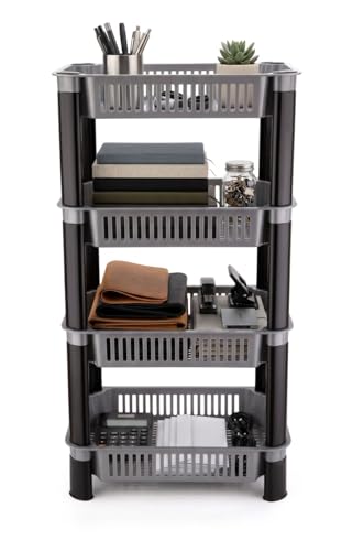 Image of U-Max Multi Tire Kitchen Storage Rack, Plastic Utility Shelf Organiser, Space Saving Storage Solution, Revolving Vegetable Rack (Silver-Regular, 4)